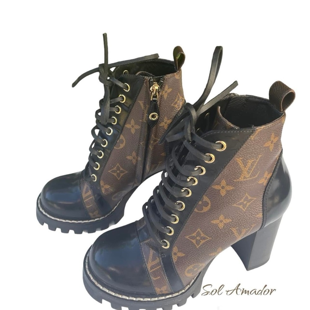 Designer Brown and Black Lace-Up Ankle Boots